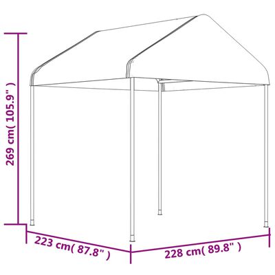 vidaXL Prieel met dak 2,28x2,23x2,69 m polyetheen wit