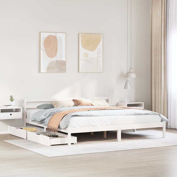 vidaXL Bedframe zonder matras massief grenenhout wit 180x200 cm