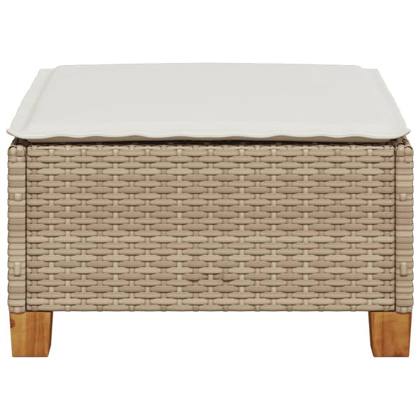 vidaXL Tuinkruk met kussen 63,5x56x32 cm poly rattan beige
