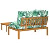 vidaXL Bankstel met kussen Blad 2 pcs Bladpatroon Massief Acaciahout