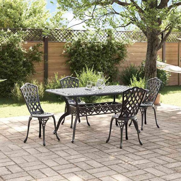 vidaXL Tuin eettafelset 5 pcs Zwart Aluminium