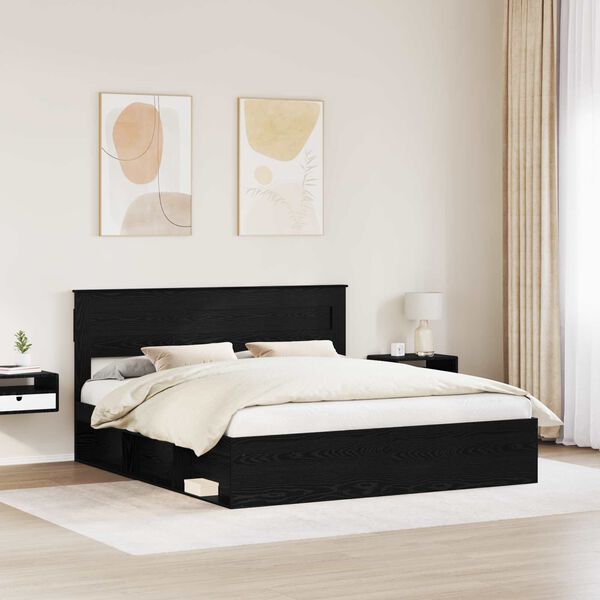 vidaXL Bedframe met matras Zwart 180 x 200 cm Massief grenenhout
