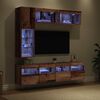 vidaXL TV-kast met LED Wandgemonteerd 7 pcs Oudhout Bewerkt hout