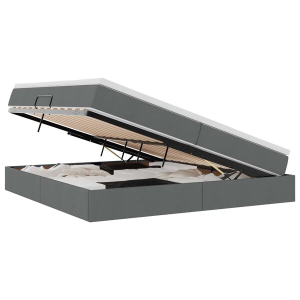 vidaXL Opbergbed met matras Donkergrijs 200 x 200 cm Polyester