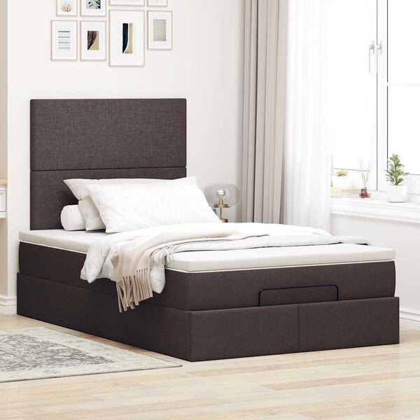 vidaXL Ottoman bed met matras en LED's 120x190 cm stof donkerbruin