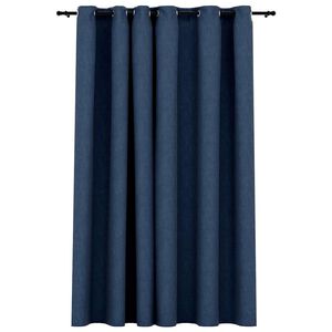 vidaXL Gordijn linnen-look verduisterend met ogen 290x245 cm blauw