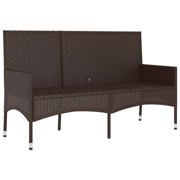 vidaXL Tuinbank 3-zits met kussens poly rattan bruin