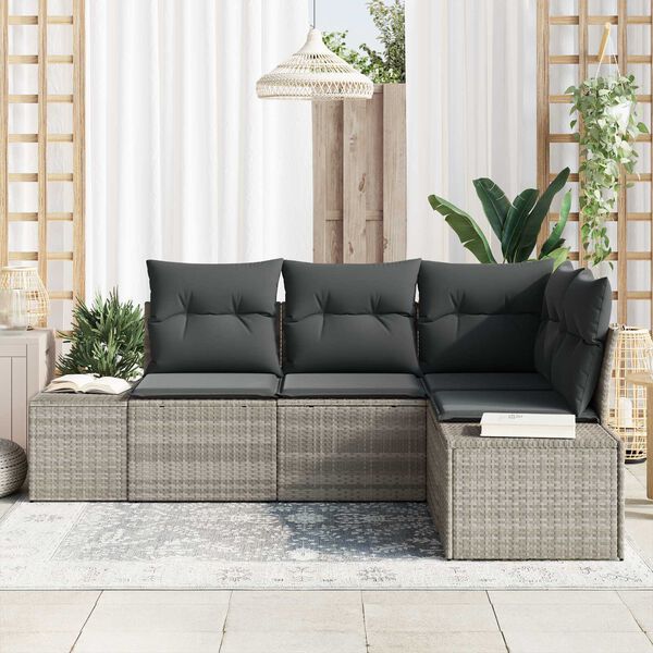 vidaXL Tuin Sofa Set 4 pcs Lichtgrijs poly rattan