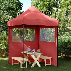 vidaXL Partytent inklapbaar pop-up met 2 zijwanden bordeauxrood
