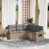 vidaXL 5-delige Loungeset met kussens poly rattan beige