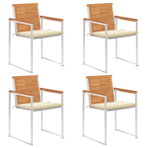 vidaXL Tuinstoelen 4 st met kussens massief acaciahout