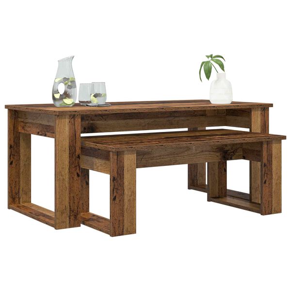 vidaXL Koffietafel Set 2 pcs Oudhout Bewerkt hout