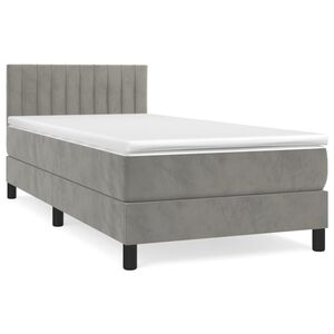 vidaXL Boxspring met matras fluweel lichtgrijs 90x200 cm