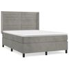 vidaXL Boxspring met matras fluweel lichtgrijs 140x190 cm