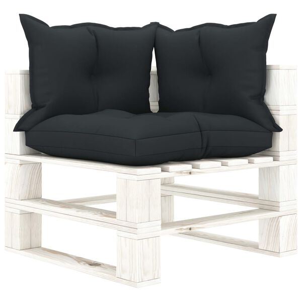 vidaXL 7-delige Loungeset met antracietkleurige kussens pallet hout