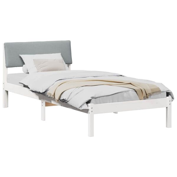 vidaXL Bedframe Wit en lichtgrijs 90 x 190 cm Massief grenenhout
