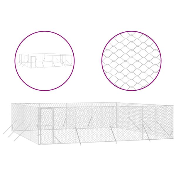 vidaXL Hondenkennel voor buiten 8x8x2 m gegalvaniseerd staal zilver