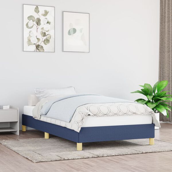 vidaXL Bedframe zonder matras 90x190 cm stof blauw