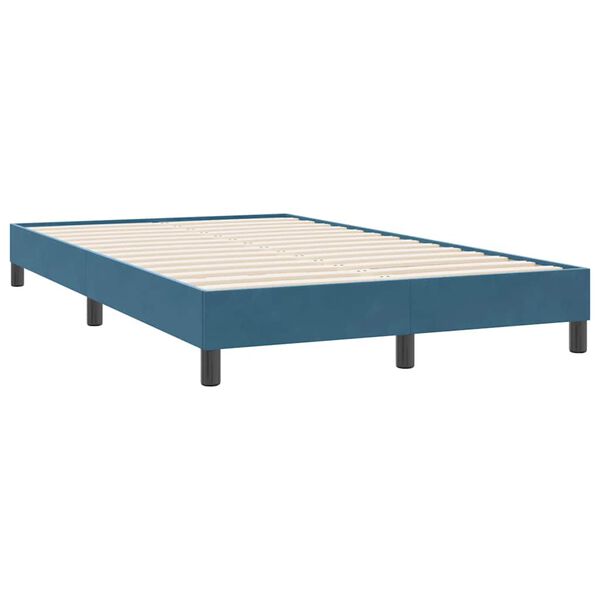 vidaXL Boxspring met matras fluweel donkerblauw 120x220 cm