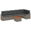 vidaXL Tuinbankenset met kussen 7 pcs Grijs poly rattan
