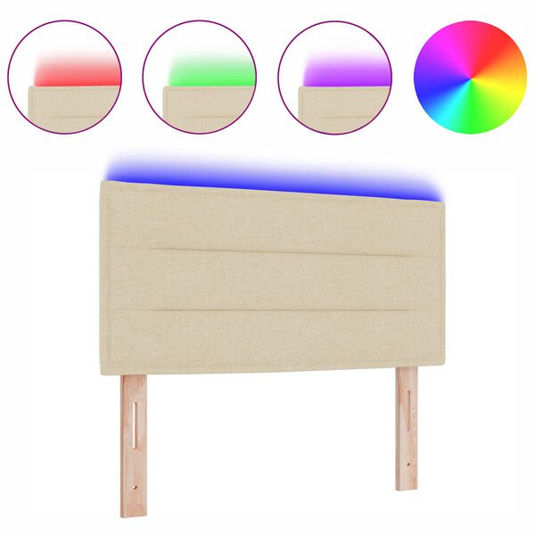 vidaXL LED Hoofdbord met LED-striplichten Cr&egrave;me 100 cm Polyester