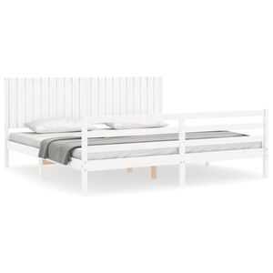 vidaXL Bedframe met hoofdbord massief hout wit 200x200 cm