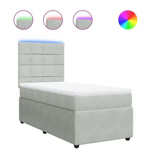 vidaXL Boxspring met matras fluweel lichtgrijs 80x200 cm
