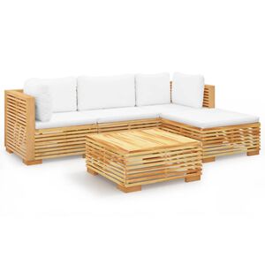 vidaXL 5-delige Loungeset met kussens massief teakhout