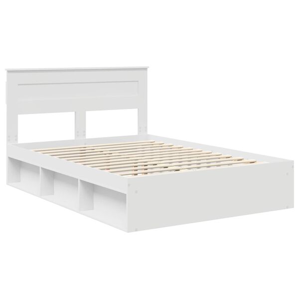 vidaXL Bedframe met hoofdeinde Wit 140 x 200 cm Massief grenenhout