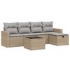 vidaXL 6-delige Loungeset met kussens poly rattan gemengd beige