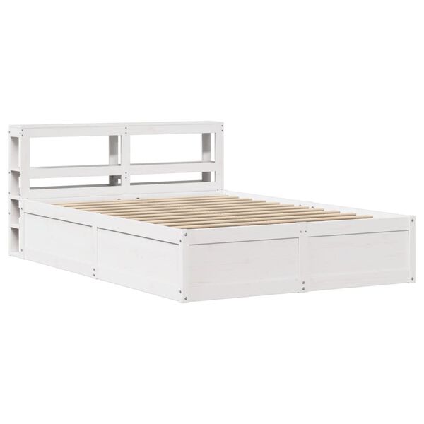 vidaXL Bedframe met hoofdbord massief grenenhout wit 160x200 cm