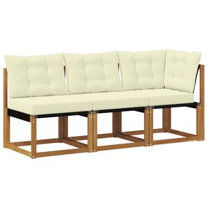 vidaXL Outdoor Midden- en Hoeksalon met kussen 3 Stuk Naturel