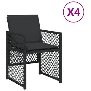 vidaXL Tuinstoelen 4 st met kussens poly rattan zwart