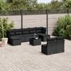 vidaXL 10-delige Loungeset met kussens poly rattan zwart