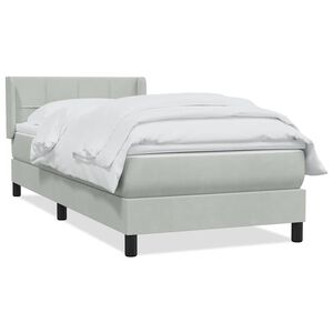 vidaXL Boxspring met matras fluweel lichtgrijs 80x210 cm