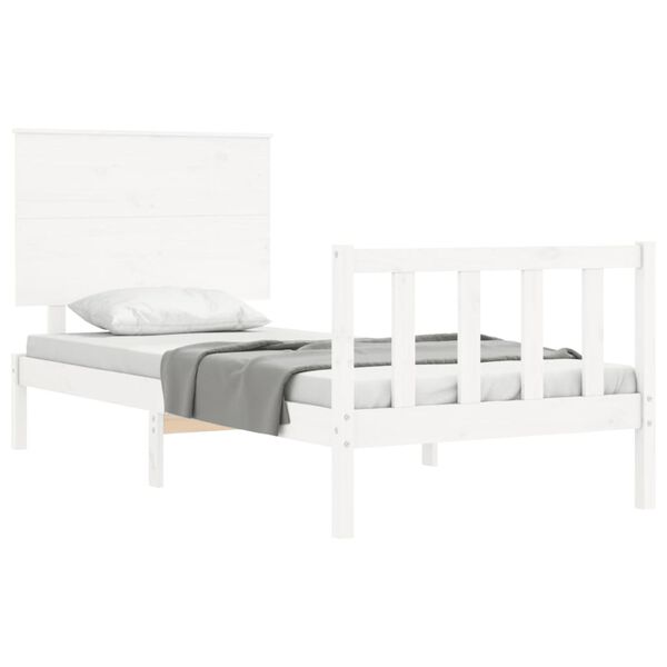 vidaXL Bedframe met hoofdbord massief hout wit
