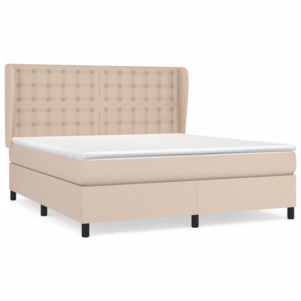vidaXL Boxspring met matras kunstleer cappuccinokleurig 160x200 cm