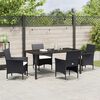vidaXL Tuin eettafelset met kussen 5 pcs Zwart poly rattan