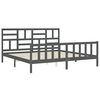 vidaXL Bedframe met hoofdbord massief hout grijs 200x200 cm