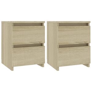 vidaXL Nachtkastjes 2 st 30x30x40 cm bewerkt hout sonoma eikenkleurig