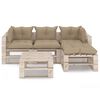 vidaXL 5-delige Loungeset met kussens pallet grenenhout
