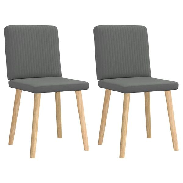 vidaXL Eetkamerstoelen 2 st stof donkergrijs