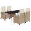 vidaXL 5-delige Tuinset met kussens poly rattan beige