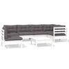 vidaXL 7-delige Loungeset met kussens grenenhout wit