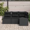 vidaXL Tuinbankenset met kussen met opslag 4 pcs Zwart poly rattan