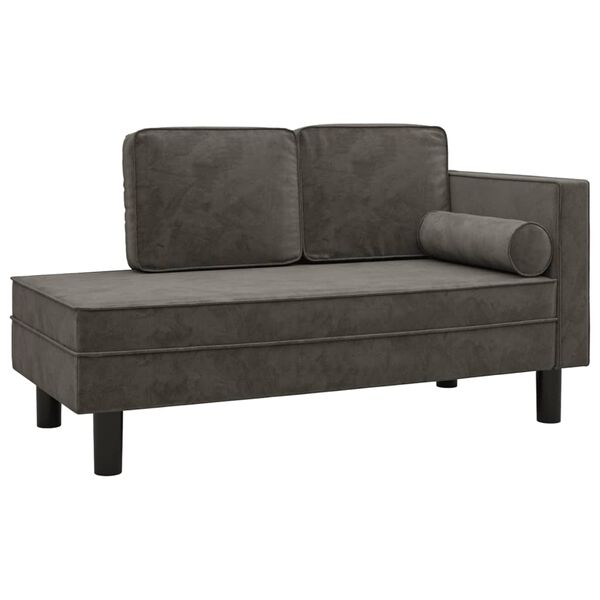 vidaXL Chaise longue met kussens en bolster fluweel donkergrijs