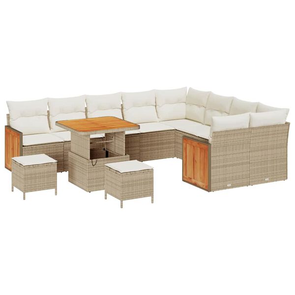 vidaXL Tuinbankenset met kussen 12 pcs Beige en Cr&egrave;me