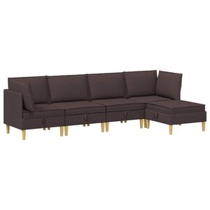 vidaXL Modulaire Sofa Set met Opslag 5 st Donkerbruin Stof