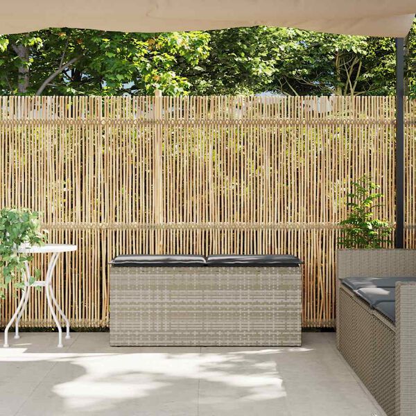 vidaXL Tuinbank met kussen 110x40x44 cm poly rattan lichtgrijs