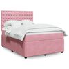 vidaXL Boxspring met matras fluweel roze 160x200 cm
